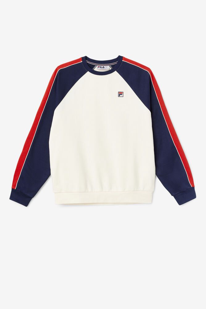 Fila Nestor Crew White Sweatshirt Mens - NZ 20398-ICBV